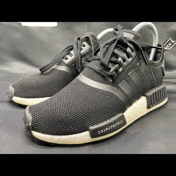 Adidas NMD_R1 J Sneakers Mesh Japan Core Black White Boys Sz 3.5 Women Sz 4.5