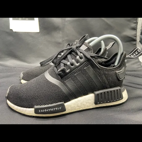 Adidas NMD_R1 J Sneakers Mesh Japan Core Black White Boys Sz 3.5 Women Sz 4.5