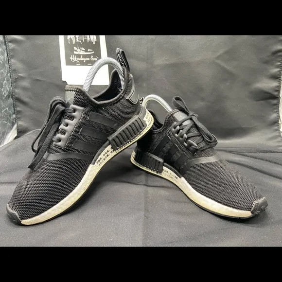 Adidas NMD_R1 J Sneakers Mesh Japan Core Black White Boys Sz 3.5 Women Sz 4.5