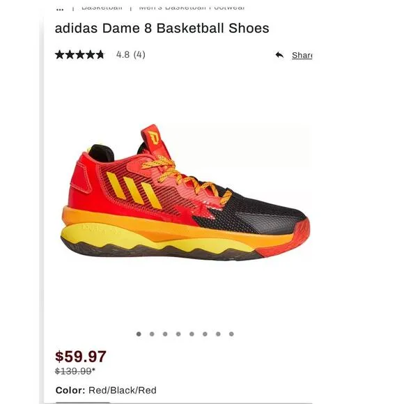 Adidas x Disney Mr. Incredible NWT Dame 8 Red Yellow Basketball Sneakers 5Y