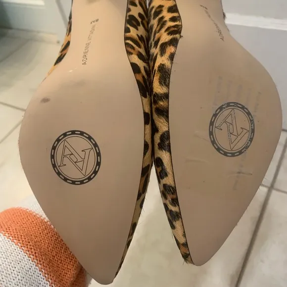 Adrienne Vittadini | Animal print calf hair heeled ankle boots size 8