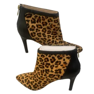 Adrienne Vittadini | Animal print calf hair heeled ankle boots size 8