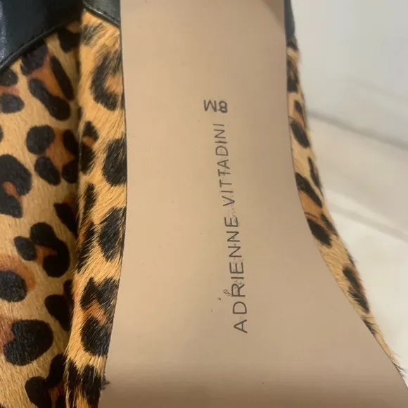 Adrienne Vittadini | Animal print calf hair heeled ankle boots size 8