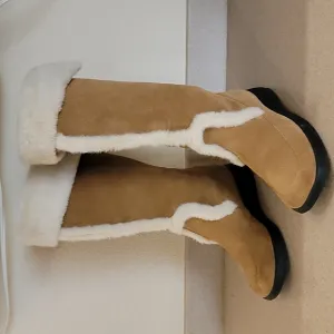 AEROSOLES TAN SUEDE BOOTS (sz 6-1/2)