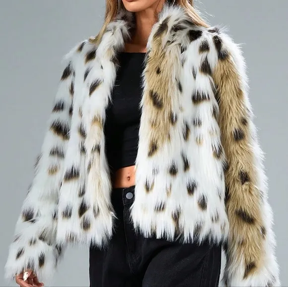 Affinna Elegant &amp; Stylish Gradient Fluffy Leopard Print Warm Autumn/Winter