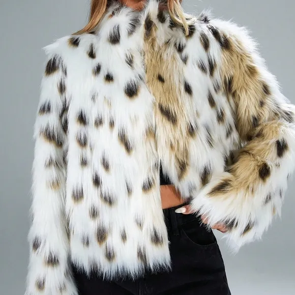 Affinna Elegant &amp; Stylish Gradient Fluffy Leopard Print Warm Autumn/Winter