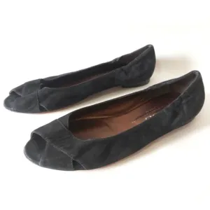 AGL Attilio Giusti Leombruni Peep Toe Flats Size 42 EU Black Leather Comfort