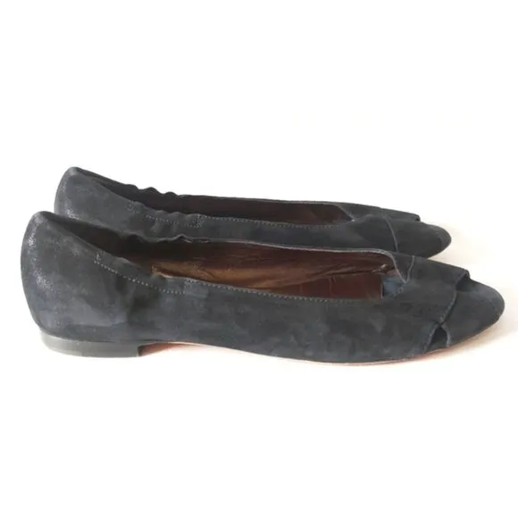 AGL Attilio Giusti Leombruni Peep Toe Flats Size 42 EU Black Leather Comfort