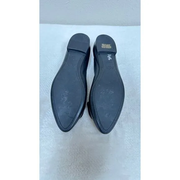 AGL Black Leather Pointed Toe Ballet Flats