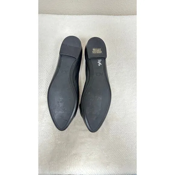 AGL Black Leather Pointed Toe Ballet Flats