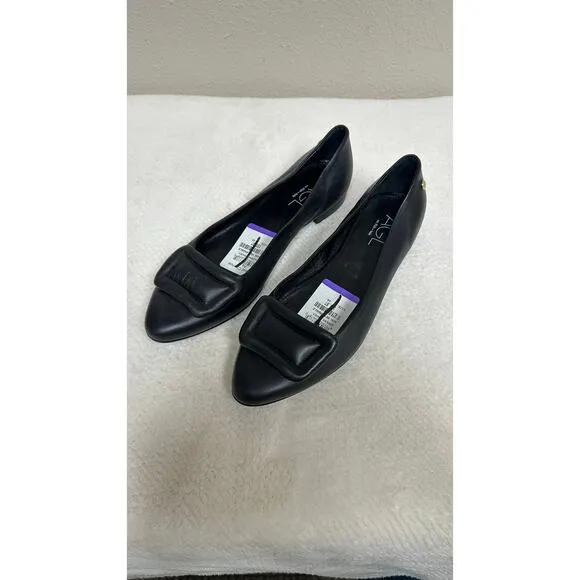 AGL Black Leather Pointed Toe Ballet Flats