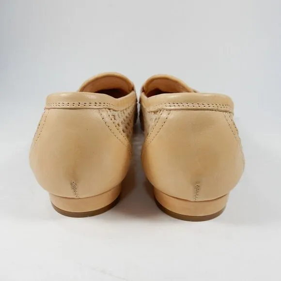 AGL Blanca Plots Pointed Toe Loafers Flats Size 9.5 Woven Leather Trim Beige NEW