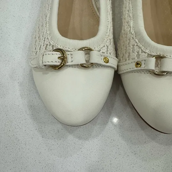 AGL Cream Flats with Textured Bow Design