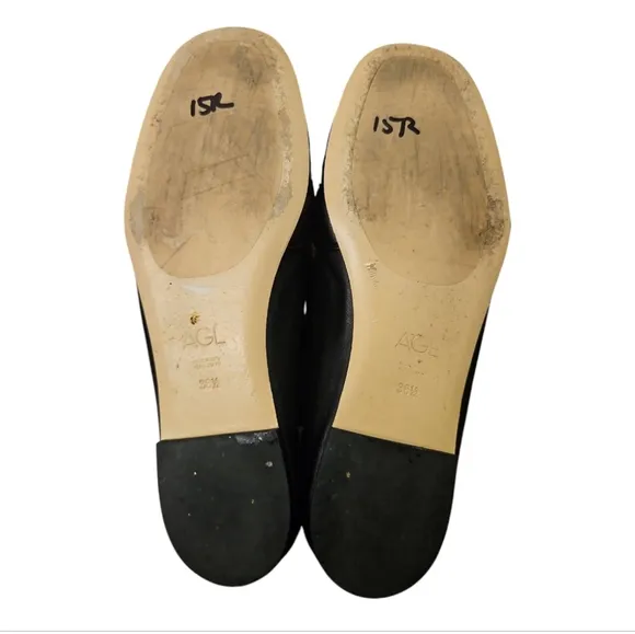 AGL | Marla Black Leather Slip-On Loafers in Size EU 38.5 / US 8.5