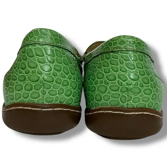 AK Anne Klein iflex MASIGYNFF Green Crocodile Alligator Embossed Leather Loafers