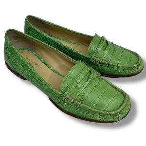 AK Anne Klein iflex MASIGYNFF Green Crocodile Alligator Embossed Leather Loafers