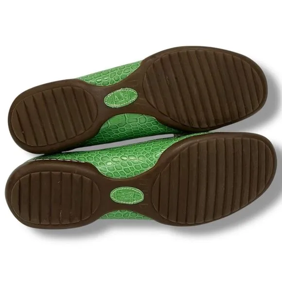 AK Anne Klein iflex MASIGYNFF Green Crocodile Alligator Embossed Leather Loafers