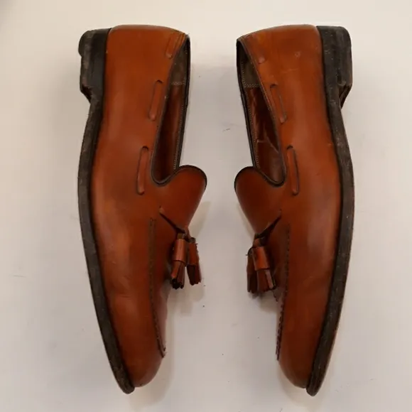 ALDEN Walnut Brown Leather Tassel Loafers 11.5 B Mens Dress Shoes‎