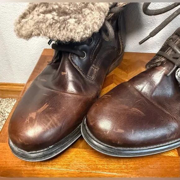Aldo Aaren-1 men’s fur lined dark brown boots 10