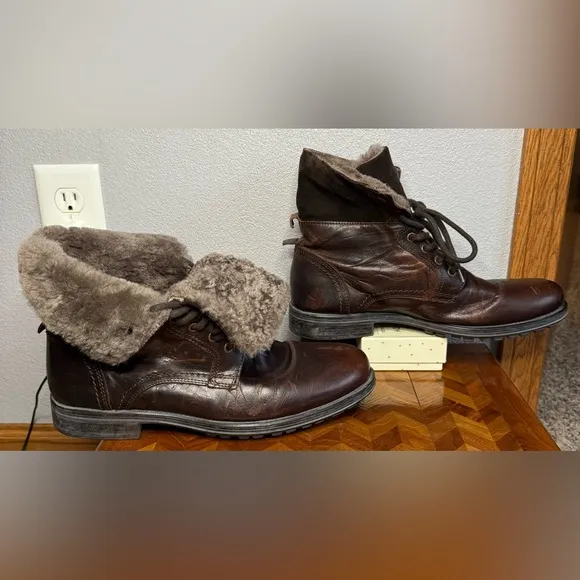 Aldo Aaren-1 men’s fur lined dark brown boots 10