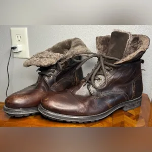 Aldo Aaren-1 men’s fur lined dark brown boots 10