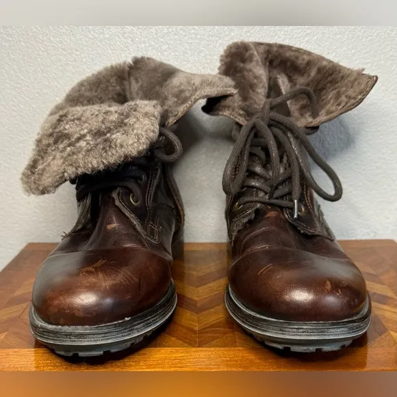 Aldo Aaren-1 men’s fur lined dark brown boots 10
