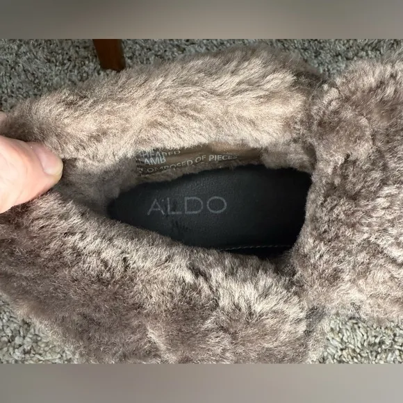 Aldo Aaren-1 men’s fur lined dark brown boots 10