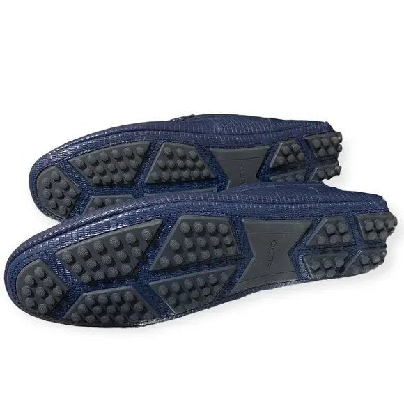 ALDO Davinch Lizard Embossed Loafer Driving Shoe Navy Blue Men’s Size 11…