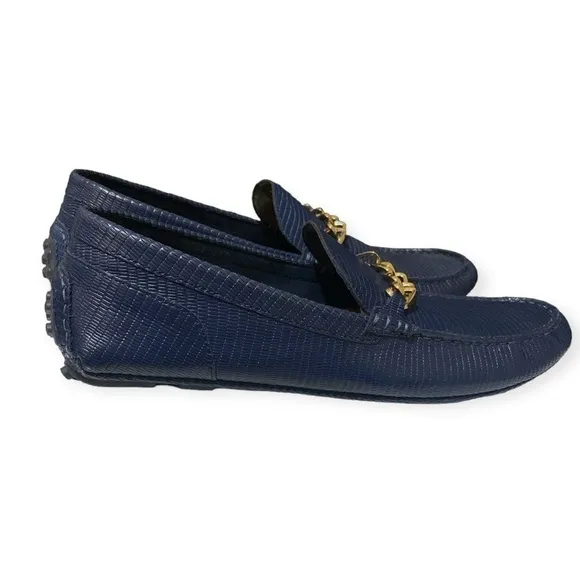 ALDO Davinch Lizard Embossed Loafer Driving Shoe Navy Blue Men’s Size 11…