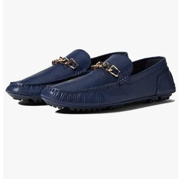 ALDO Davinch Lizard Embossed Loafer Driving Shoe Navy Blue Men’s Size 11…