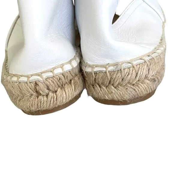 ALDO Leather Slip-On Espadrilles Shoes Made In Spain White Tan 8.5