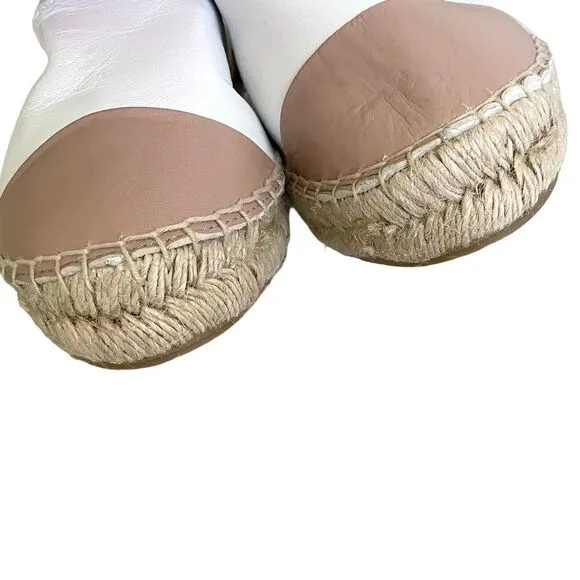 ALDO Leather Slip-On Espadrilles Shoes Made In Spain White Tan 8.5