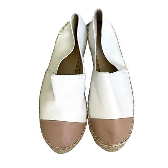 ALDO Leather Slip-On Espadrilles Shoes Made In Spain White Tan 8.5