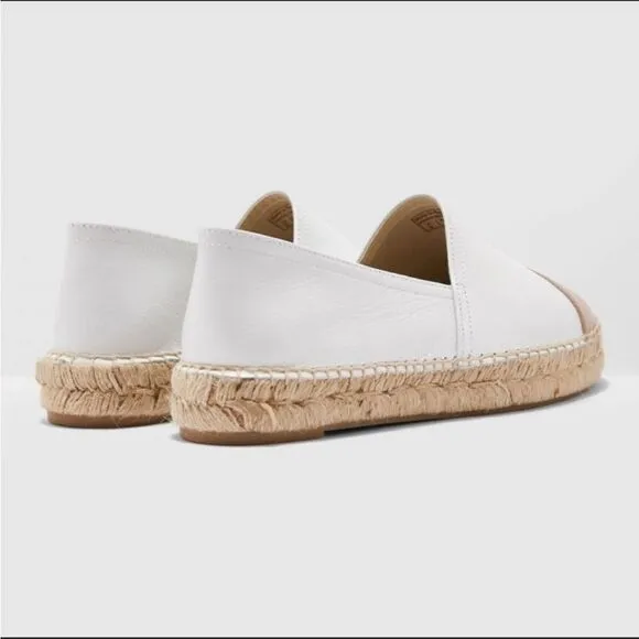 ALDO Leather Slip-On Espadrilles Shoes Made In Spain White Tan 8.5