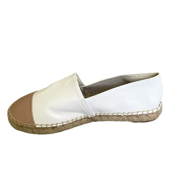 ALDO Leather Slip-On Espadrilles Shoes Made In Spain White Tan 8.5