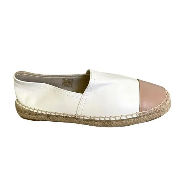 ALDO Leather Slip-On Espadrilles Shoes Made In Spain White Tan 8.5