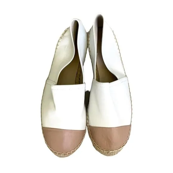 ALDO Leather Slip-On Espadrilles Shoes Made In Spain White Tan 8.5