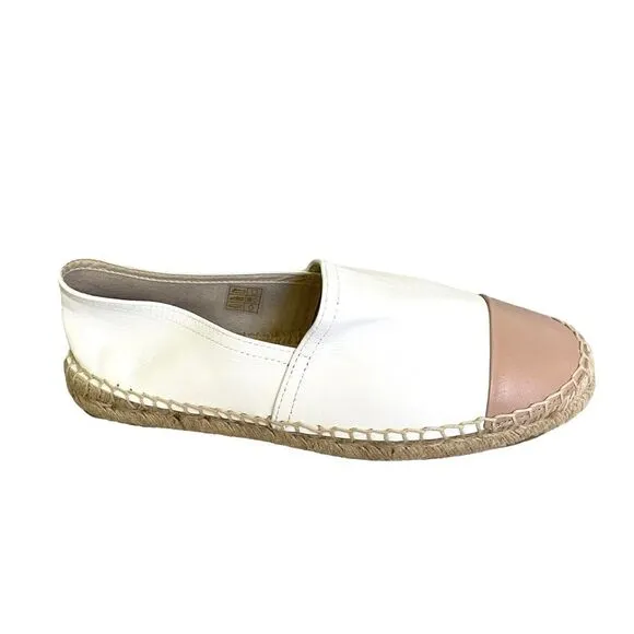 ALDO Leather Slip-On Espadrilles Shoes Made In Spain White Tan 8.5