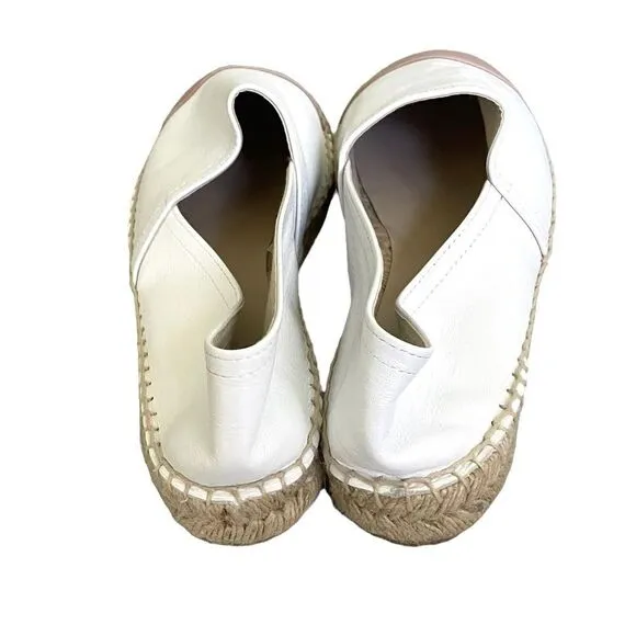 ALDO Leather Slip-On Espadrilles Shoes Made In Spain White Tan 8.5