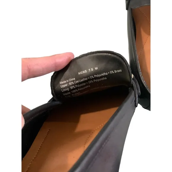 Aldo Mens Jaxson Black Leather Loafers Size 7.5 Pre-Owned