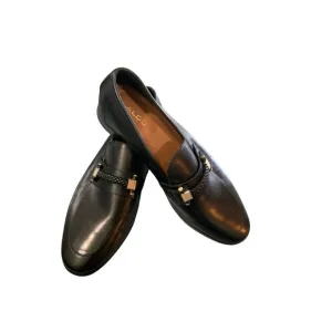 Aldo Mens Jaxson Black Leather Loafers Size 7.5 Pre-Owned