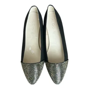 Aldo Rhinestone Flats Silver/Rainbow/Black Ballet Pointed Toe Party Edgy 8