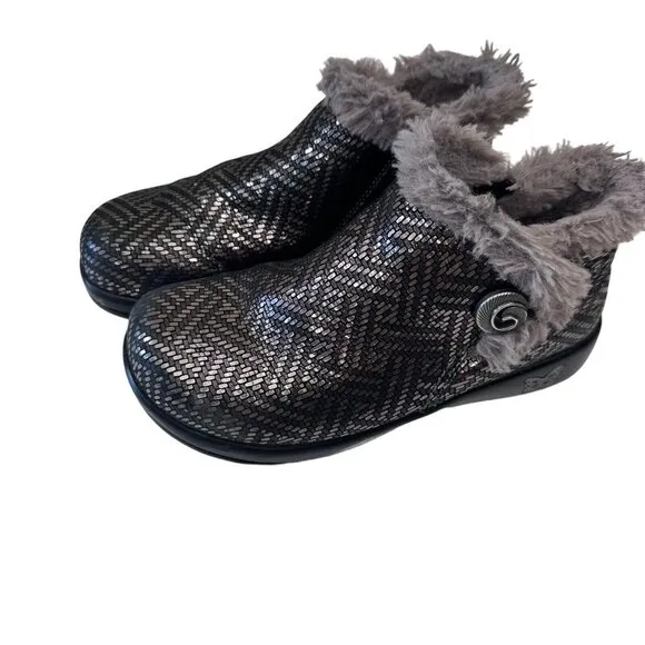 Alegria Women's Meri Fur Boots Pewter Dazzler Style MER-532  SIZE 36 US6 Comfort