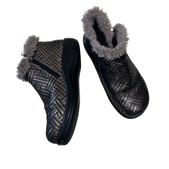 Alegria Women's Meri Fur Boots Pewter Dazzler Style MER-532  SIZE 36 US6 Comfort