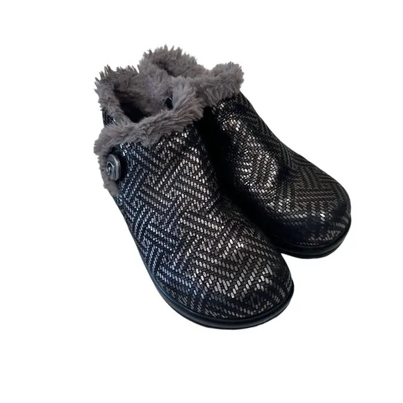 Alegria Women's Meri Fur Boots Pewter Dazzler Style MER-532  SIZE 36 US6 Comfort