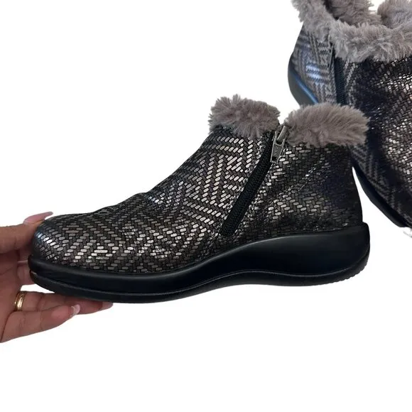 Alegria Women's Meri Fur Boots Pewter Dazzler Style MER-532  SIZE 36 US6 Comfort