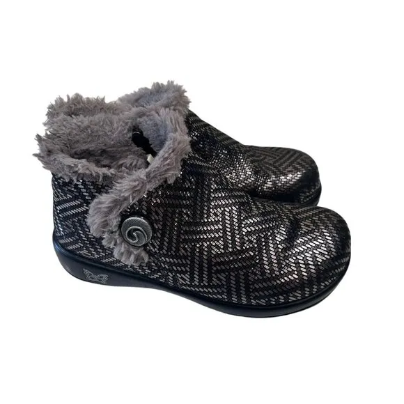 Alegria Women's Meri Fur Boots Pewter Dazzler Style MER-532  SIZE 36 US6 Comfort