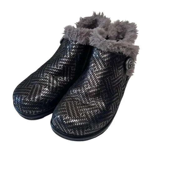 Alegria Women's Meri Fur Boots Pewter Dazzler Style MER-532  SIZE 36 US6 Comfort
