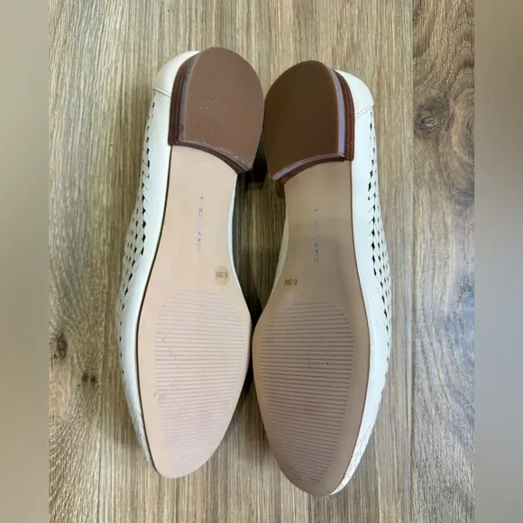 Alex Marie Arlias Ivory Lazor Cut Out Perforated Woven Leather Loafer 6.5 NWOT