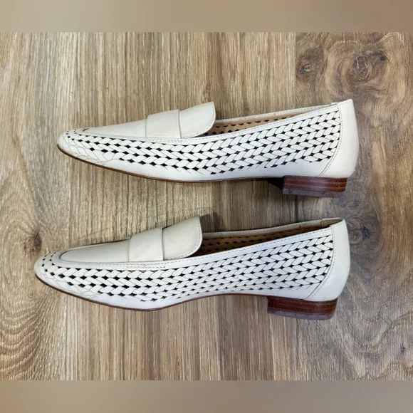 Alex Marie Arlias Ivory Lazor Cut Out Perforated Woven Leather Loafer 6.5 NWOT